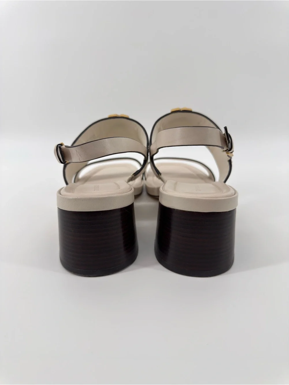 Tory Burch $348 Eleanor Heel Sandals New Ivory Cream Sz 10
